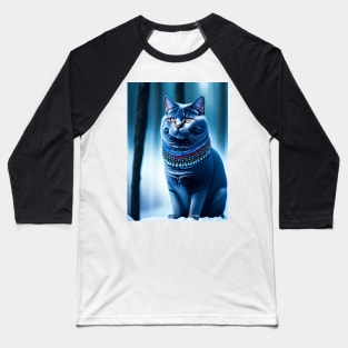 Luxurious British Shorthair in the Snowy Forest Baseball T-Shirt